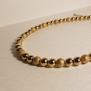 Aigner Textured and Smooth Gold Ball Necklace